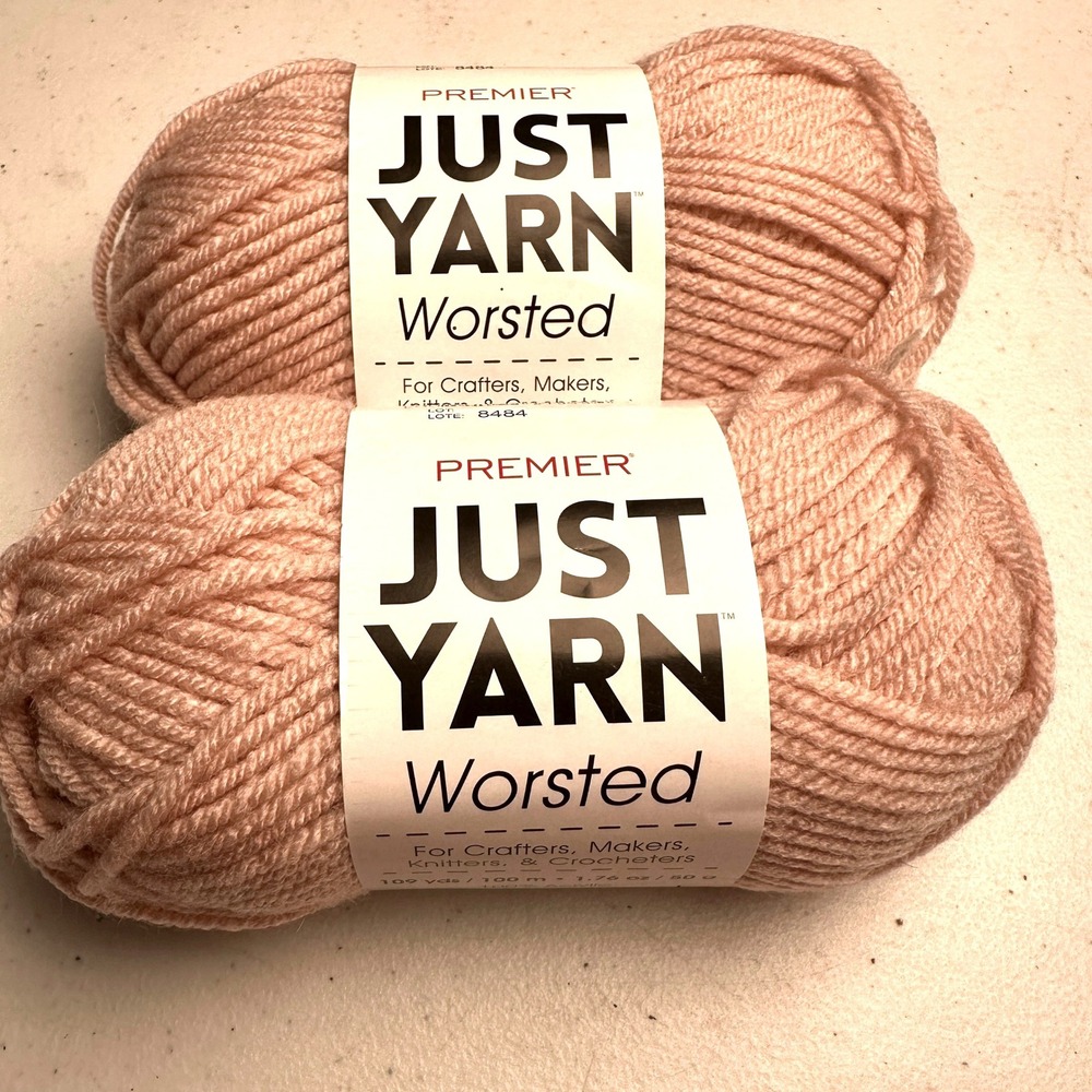 Premier Just Yarn Worsted Petal Pink 100% Acrylic 2 Skeins Matching Lot
